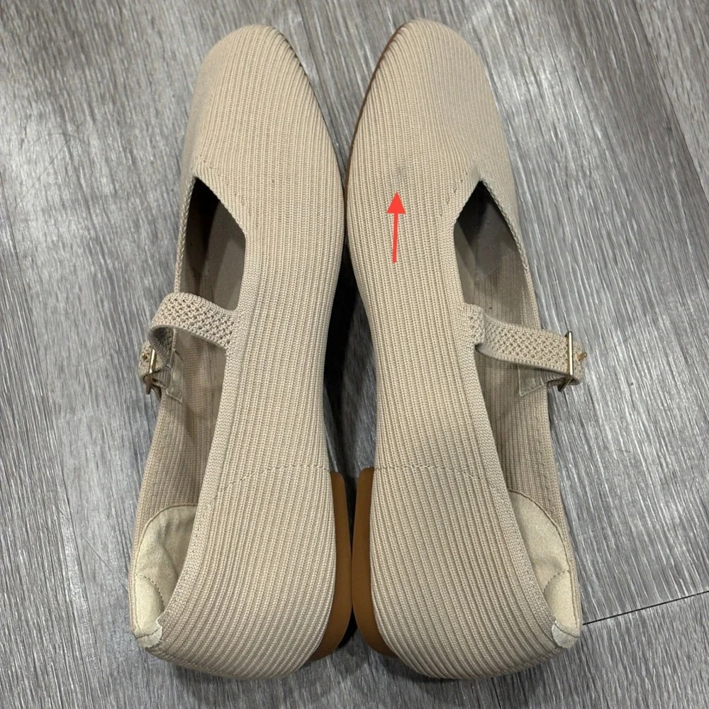 VIVAIA Margot Square-Toe Mary Jane Almond Ribbed Knit Flat Preppy Minimalist 8.5 - Picture 5 of 9